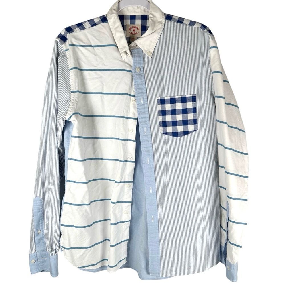 Brooks Brothers Red Fleece Blue Stripe Gingham Print Button Down Shirt Men Large